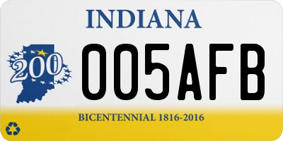 IN license plate 005AFB