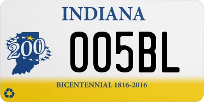 IN license plate 005BL
