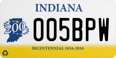 IN license plate 005BPW