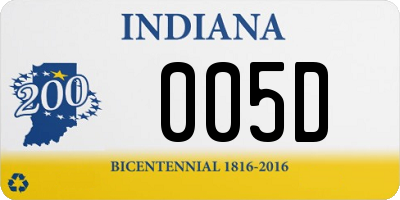 IN license plate 005D