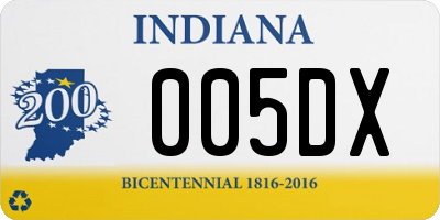 IN license plate 005DX