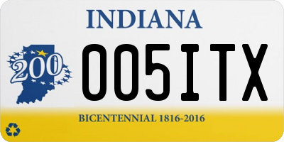 IN license plate 005ITX