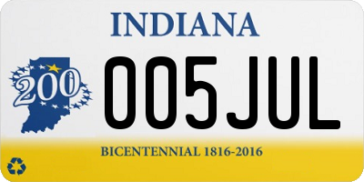 IN license plate 005JUL