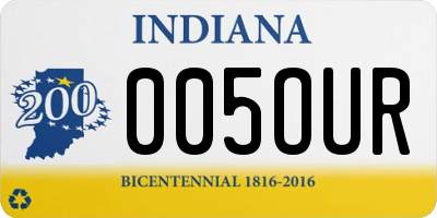 IN license plate 005OUR