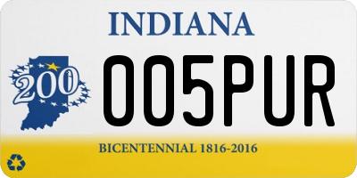 IN license plate 005PUR