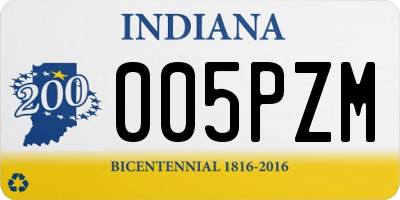 IN license plate 005PZM