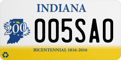 IN license plate 005SAO