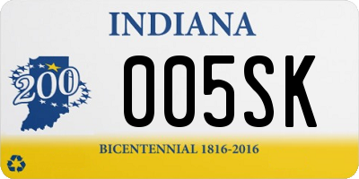 IN license plate 005SK