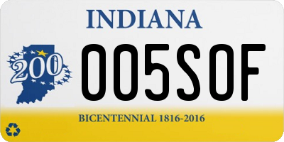 IN license plate 005SOF