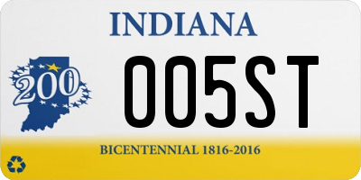 IN license plate 005ST