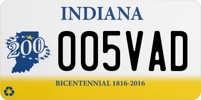 IN license plate 005VAD