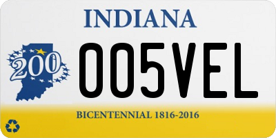 IN license plate 005VEL