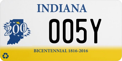 IN license plate 005Y