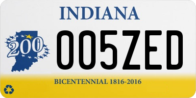 IN license plate 005ZED