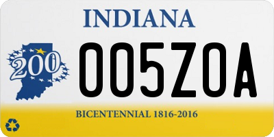 IN license plate 005ZOA