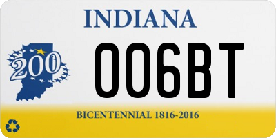 IN license plate 006BT