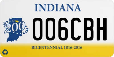 IN license plate 006CBH