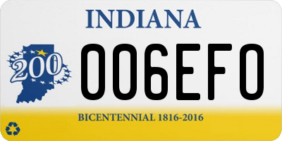 IN license plate 006EFO
