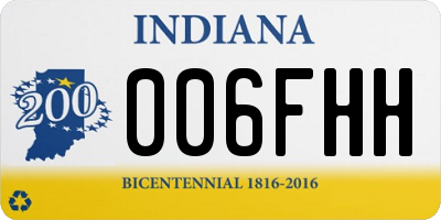 IN license plate 006FHH