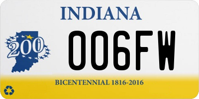 IN license plate 006FW