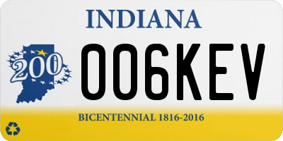 IN license plate 006KEV