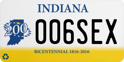 IN license plate 006SEX
