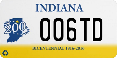 IN license plate 006TD