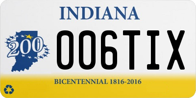 IN license plate 006TIX