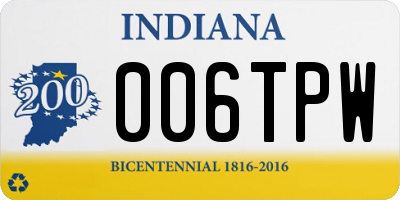 IN license plate 006TPW