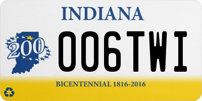 IN license plate 006TWI