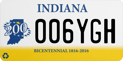 IN license plate 006YGH