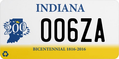 IN license plate 006ZA