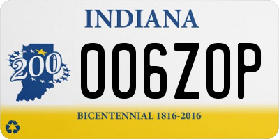 IN license plate 006ZOP