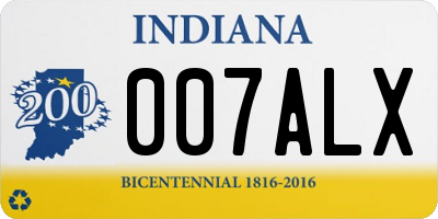 IN license plate 007ALX