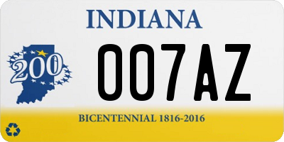 IN license plate 007AZ