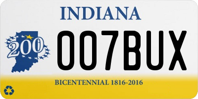 IN license plate 007BUX