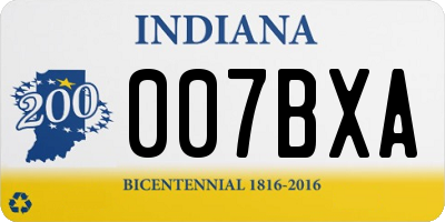 IN license plate 007BXA