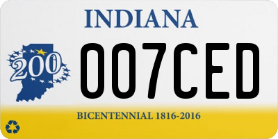 IN license plate 007CED