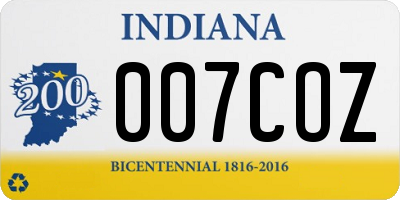 IN license plate 007COZ