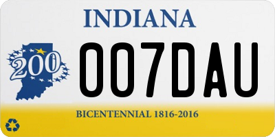IN license plate 007DAU