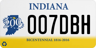 IN license plate 007DBH