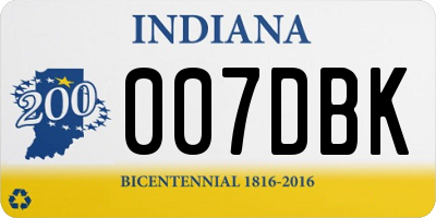 IN license plate 007DBK