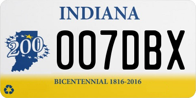 IN license plate 007DBX