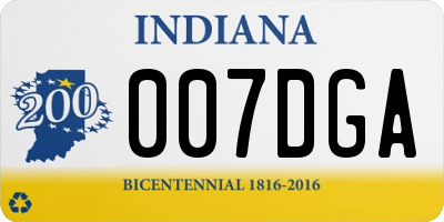 IN license plate 007DGA