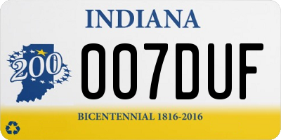 IN license plate 007DUF
