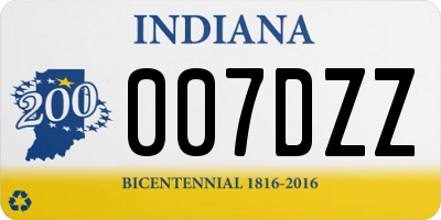 IN license plate 007DZZ