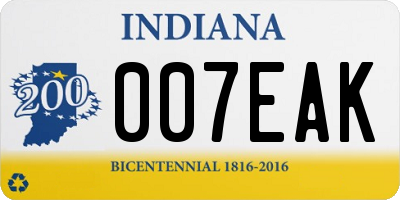 IN license plate 007EAK