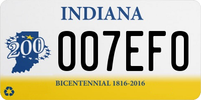 IN license plate 007EFO