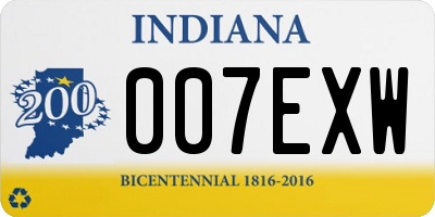 IN license plate 007EXW