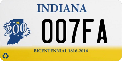 IN license plate 007FA